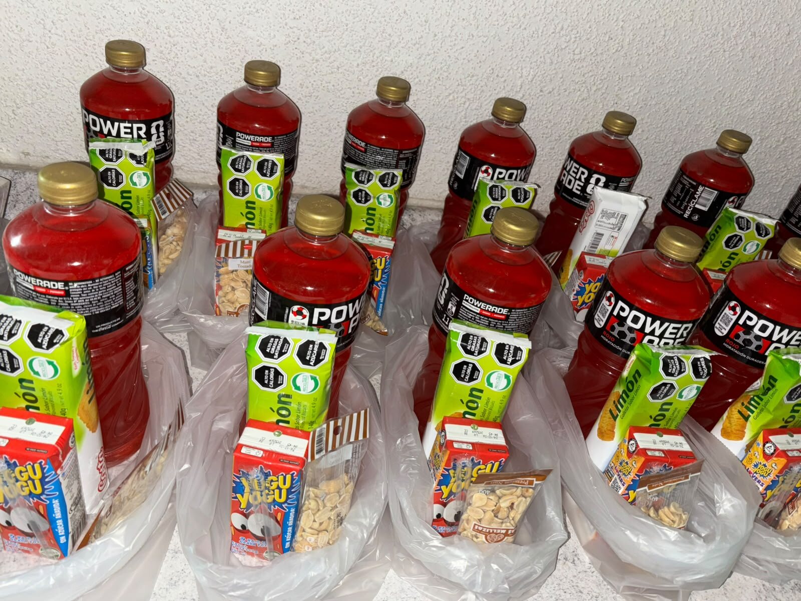 Colaciones preparadas para entrega